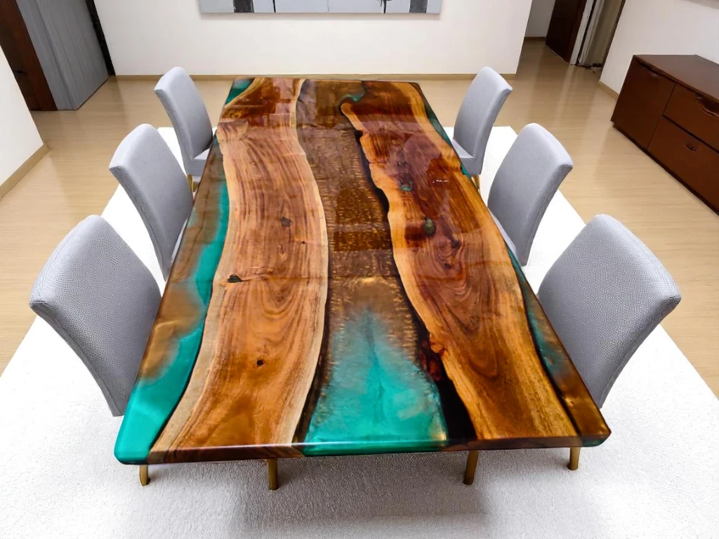 Made-to-Order Acacia Epoxy Table – Luxury Wood Furniture